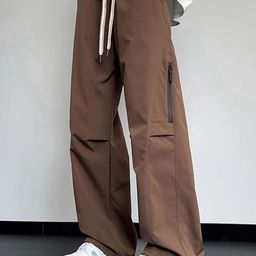 KPOP Men Mid-Rise Relaxed Trousers-image-38