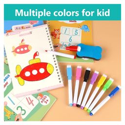 ADKD Magic Practice Reusable book with 8 color pens Set of 4 book- Multicolor image 2
