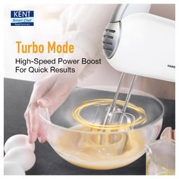 KENT 16051 Hand Blender 300W | 5 Variable Speed Control | Multiple Beaters & Dough Hooks | Turbo Function, Plastic, 300 Watts- White image 2