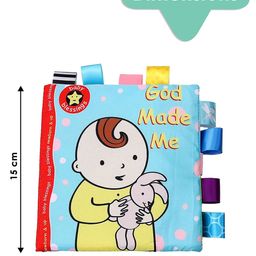 Baby Moo Little Learner Baby With Squeaker And Rustle Paper Sound Cloth Book - Blue image 3