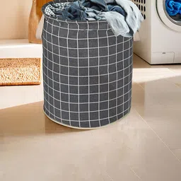 Kuber Industries Grey & White 3 Pieces Checked Cotton Laundry Bags With Handles 60 L Each-25