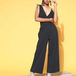 SASSAFRAS Women Classic Black Solid Joyful Jumpsuit-picture-23
