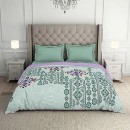 Spaces Printed Green Cotton Shell Double Bed Quilt-38