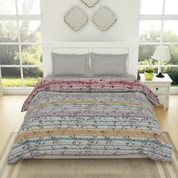 Spaces Floral Grey Cotton Shell Double Bed Quilt-image-3