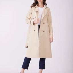 Fablestreet Beige Regular Fit Trench Coat-29