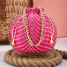 Gaurapakhi Pink Striped Small Potli-43