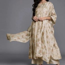 Libas Grey Printed Kurta Palazzo Set With Dupatta image 1