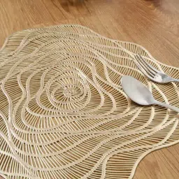 HOSTA HOMES Gold Leather Reversible Placemats - Set of 6-27
