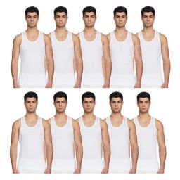 Rupa Jon White Cotton Regular Fit Vest (Pack Of 10)-image-1