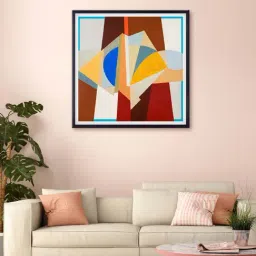 999store Brown & Yellow Abstract Printed Canvas Painting-2