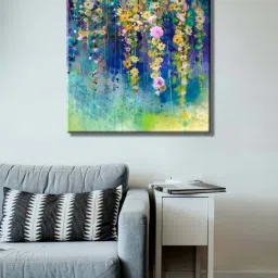 999store Green & Blue Abstract Flower Canvas Painting-12
