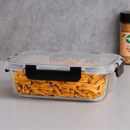 Femora Borosilicate Rectangle Microwave Oven Safe Glass Container with Dectahable & Break Free Lid , Black Color, 620 ML-image-70