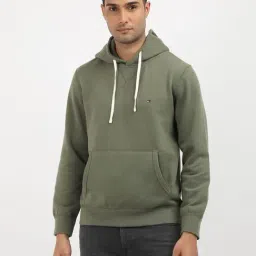 Tommy Hilfiger Green Cotton Regular Fit Hooded Sweatshirts-image-56