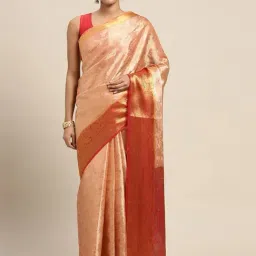 Mimosa Peach Silk Woven Saree With Unstitched Blouse-image-20