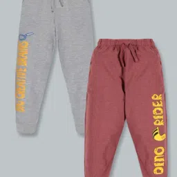 Kiddopanti Kids Grey & Rust Cotton Printed Trackpants (Pack of 2)-image-33