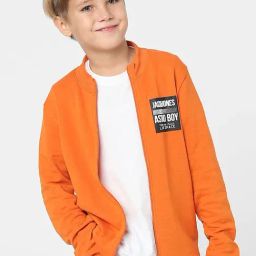 Jack & Jones Junior Burnt Orange Cotton Printed Full Sleeves Jacket-picture-21