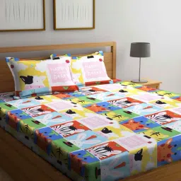Klotthe Character based Multicolor 210 TC Cotton King Bedsheet with 2 Pillow Covers-image-89