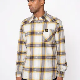 Royal Enfield Yellow Regular Fit Check Shirt-image-31