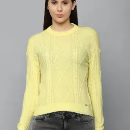 Allen Solly Yellow Cotton Solid Sweater-image-54