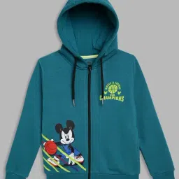 Blue Giraffe Kids Teal Blue Printed Full Sleeves Mickey Mouse Sweatshirt-image-36