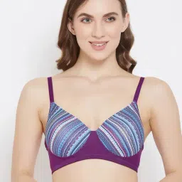 Clovia Purple & Blue Printed Full Coverage Bra-picture-15