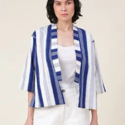Fabindia Multicolored Cotton Striped Shrug-image-14
