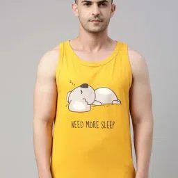 Bushirt Mustard Printed Cotton Vest-image-96
