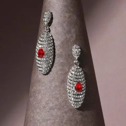 SOHI Rhinestone Oval Drop Earrings For Women-image-83