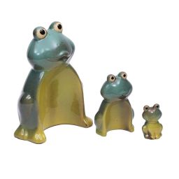 Tayhaa Green Ceramic Joyous Nesting Frogs - Set of 3 image 3