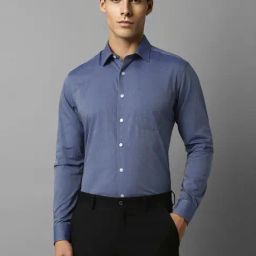 Louis Philippe Powder Blue Cotton Slim Fit Texture Shirt-image-64