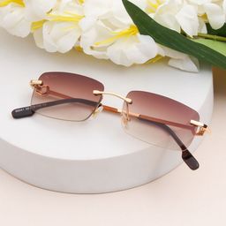 Ted Smith Unisex Brown Lens & Gold-Toned Sunglasses with UV Protected Lens SOLITAIRE 3_C2-23