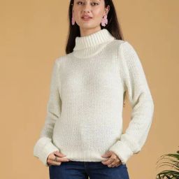 Kotty White Blended Regular Fit Sweater-picture-45