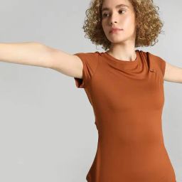 Puma Brown Logo Print Sports T-Shirt-image-82