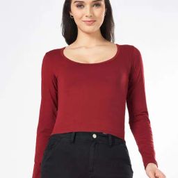 People By Pantaloons Biking Red Cotton Slim Fit Top-picture-14