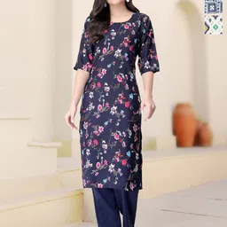 HERE&NOW Selection Of 3 Floral Printed Round Neck Straight Kurta-95