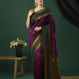 DIVASTRI Woven Design Zari Pure Silk Designer Banarasi Saree-40