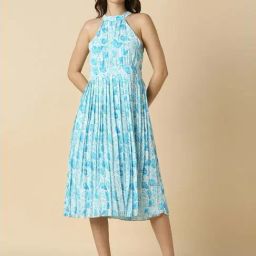Allen Solly Blue Printed A-Line Dress-image-67