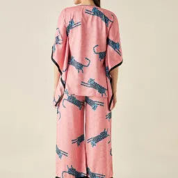 The Kaftan Company Peach Printed Kaftan Top With Pyjamas image 2