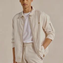 Andamen Beige Cotton Blend Regular Solid Jacket-18