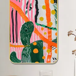 SAF Green & Orange Abstract Printed Wooden Wall Art-7