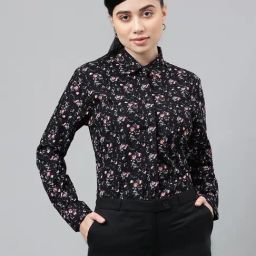 Hancock Black Cotton Floral Print Shirt-image-40