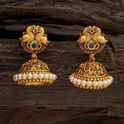 Kushal's Fashion Jewellery Pink & Green Golden Earrings for Women-picture-37