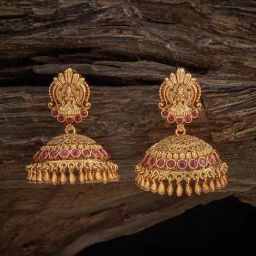 Kushal's Fashion Jewellery Pink Golden Earrings for Women-picture-9