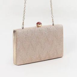 Code by Lifestyle Gold Textured Box Clutch image 3
