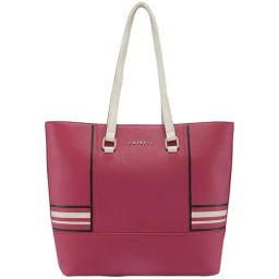 Caprese Riga Fuchsia Faux Leather Striped Tote Handbag-image-23