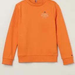 Tommy Hilfiger Boys Orange Cotton Embroidery Sweatshirt-image-14