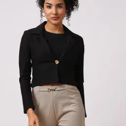 Globus Black Regular fit Solid Blazers-image-36