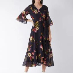 Miss Chase Multi Polyester Floral Midi Dress-image-4