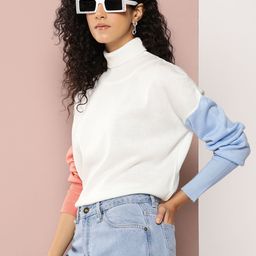 Harvard Colourblocked Turtle Neck Drop-Shoulder Sleeves Acrylic Pullover-image-93