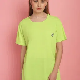 Vimal Jonney Lime Green Cotton Sports T-Shirt-picture-3